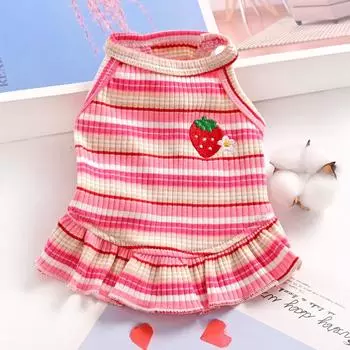 Striped Pet Cat Small Dog Bigbear Puppy Dog Clothes Skirt Spring Summer Thin S