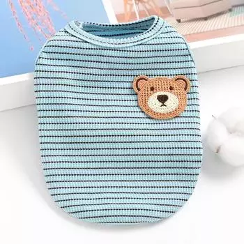 Striped Pet Cat Vest Puppy Dog Clothes Small Dog Pomeranian Bigbear Teddy Spring Autumn Summer Thin S