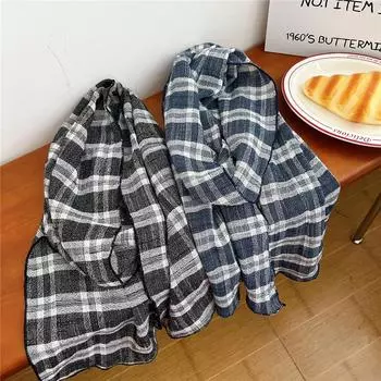 Striped Plaid Scarf Women S Cotton And Linen Autumn And Winter Spring And Autumn Student Long Japanese Small Fresh Literary Silk Scarf 31*166cm