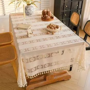 Striped Simple Universal Outdoor Party Table Fabric Table Mat Cotton And Linen Contrasting Color Thickened Cover Cloth Party 60*60cm