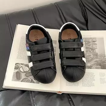 Striped Velcro round head women s summer new outer wear casual shoes little white shoes board shoes 35