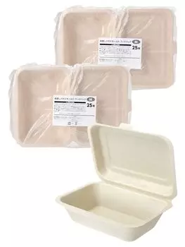 Strix Design одноразовый обеденный набор из 25 x M контейнеров для выноса из жмыха сахарного тростника для микроволновой печи, коробки, упаковки, 2, размер, неотбеленные,