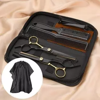 Стрижка Black Gold, парикмахерские ножницы, челка, ножницы с плоскими зубьями, набор тонких ножниц, специальные инструменты для стрижки волос, ножницы для стрижки волос Black Gold - Flat Scissors