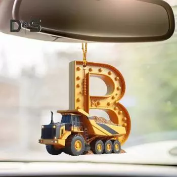 Строительная машина Буква Украшение с шнуром Легко повесить Экскаватор Буква Рождественская елка Подвесные украшения Подвески U