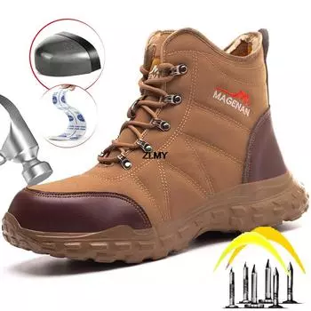 Строительная мужская рабочая защитная обувь, мужские рабочие ботинки со стальным носком, устойчивые к проколам, легкие защитные ботинки с высоким берцем 43 чёрный