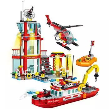 Строительные блоки City Oceans Fire Station, совместимые с leg0 Fire Station Set, подарок для мальчиков, взрослые кубики, игрушки, подарки