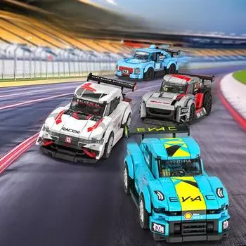 Строительные блоки Cool Team Racing Совместимые мальчики Мелкие детали Собранные образовательные строительные блоки Детские игрушки 28*24*20.2cm