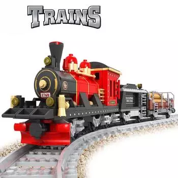 Строительные блоки для поездов, игрушки, серия головоломок, обучающие игрушки для науки, блоки, 8 секций, сборка треков, игрушки красный