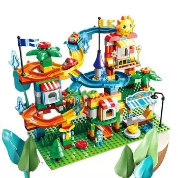 Строительные блоки для слайдов, большой кирпич, сборка автомобильного трека, разноцветные кирпичи для самостоятельного изготовления, игрушки для детей в области науки и образования