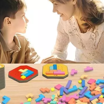 Строительные блоки Доски Цветные Фигурные Игры Монтессори Развивающие Игрушки для Детей Intellectual puzzle 108 pieces 20 question cards