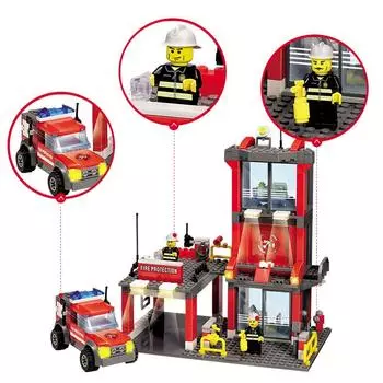 Строительные блоки Enlighten Образовательный DIY Строительные кирпичи Игрушки 300 шт. Пожарная станция