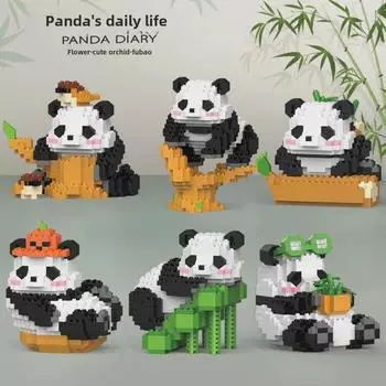 Строительные блоки Huahua Chinese Panda - совместимы с Lego, сборка крошечных головоломок, декоративные игрушки