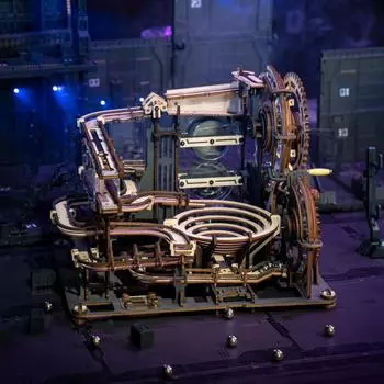 Строительные блоки игрушки механический трекбол ночью город деревянный diy ручной сборки врезной и тенон крафт национальный прилив строительные блоки