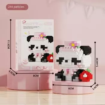 Строительные блоки из микро-бриллиантов с животными для вечеринок, креативные развивающие игрушки для девочек, подарки для детей 6/7/8/10 лет Panda huahua-244Pcs