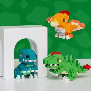 Строительные блоки из микрочастиц, развивающие игрушки для отдыха, серия 9903-9908, маленькие динозавры No box