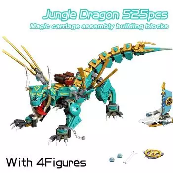 Строительные блоки Lloyd Jungle Fire Water Dragon Green Dagon Mech Bricks для мальчиков Подарки на день рождения для детей