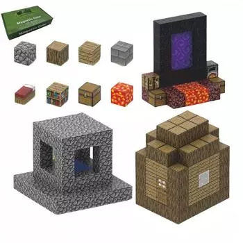 Строительные блоки Магнитная игрушка шахта DIY игровая сцена Собранный магнитный архитектурный набор детская головоломка образовательная модель подарок