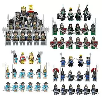 Строительные блоки Минифигурки Средневековая война Эпическая битва Древний Рим Солдатская повозка Колесница Боевой конь Игрушки для детей