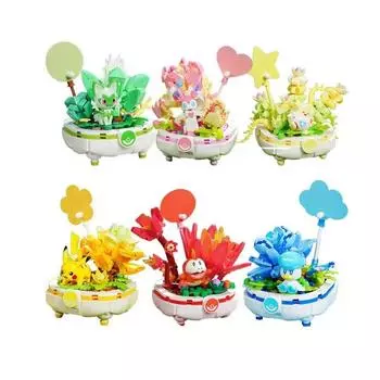 Строительные блоки Pokemon Sprigatito Fuecoco Eevee Quaxly Potted Plants Assembly Model Mini Brick Figure Toysfor Kids No Box