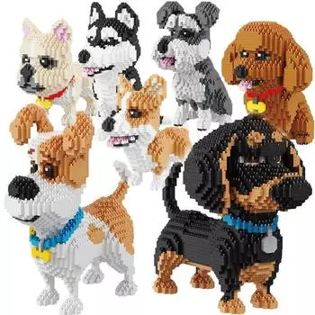 Строительные блоки с мультяшными животными, креативная игрушка для сборки собак и кошек, сделай сам, обучающая головоломка, интерактивная игрушка для родителей и детей Cartoo S