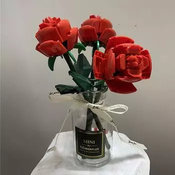 Строительные блоки «сделай сам», букет роз, подарки для девочек, предметы интерьера, сборка кирпичей для подруги и мамы, рождественский подарок