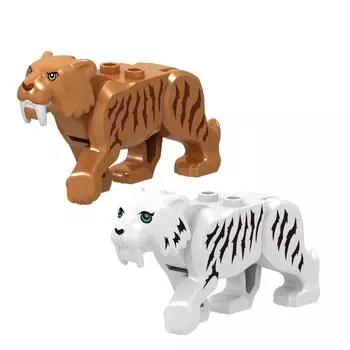 Строительные блоки серии животных, саблезубый тигр, детская головоломка, сборка игрушек