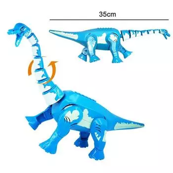 Строительные блоки синего брахиозавра, большие модели динозавров, строительные блоки, игрушка в сборе