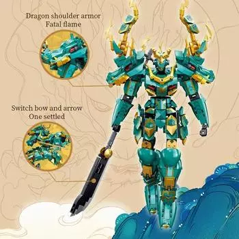 Строительные блоки Sluban Qinglong King Mecha, классическая модель Mecha, набор кубиков, развивающая игрушка для детей, праздничные подарки зелёный