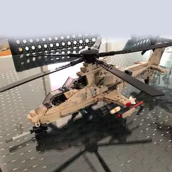 Строительные блоки военной серии WZ10 Helicopterr Cross The Battlefield, детские игрушки, подарки