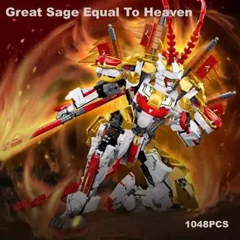 Строительные блоки Wukong Monkey Mecha Great Sage Equal To Heaven Фигурка Joint Movable Action Модель Кирпичи Дети DIY Игрушки Подарки With Box