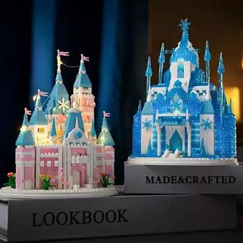 Строительные блоки «Замок принцессы», наборы моделей, кирпичи «сделай сам», собранные классические креативные виллы, дом, сад для девочек, праздничный подарок, игрушки для взрослых withbox белый/синий