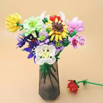 Строительные блоки Zhegao: Совместимая игрушка-головоломка для сборки букета цветов для детей Box