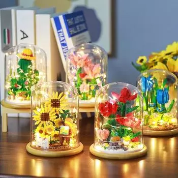 Строительный блок Игрушка Подсолнух Бессмертие Цветок Сборка Микрочастиц Головоломка Строительный блок Цветок Подарок Украшение Игрушка Подарок Девочке