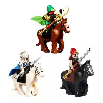Строительный блок Three Kingdoms Xiaoxia Мальчик Соберите Игрушку Фигурка Дети Собирают Лю Бэй Гуань Юй Лу Бу Фигурка