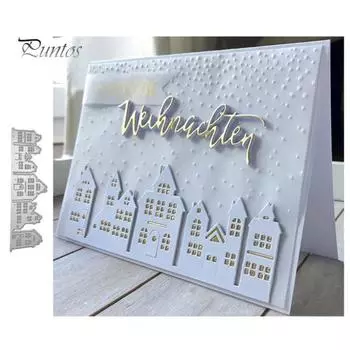 Строительство дома резки штампы DIY записки тиснение бумажная карта фото декор трафарет серебряный