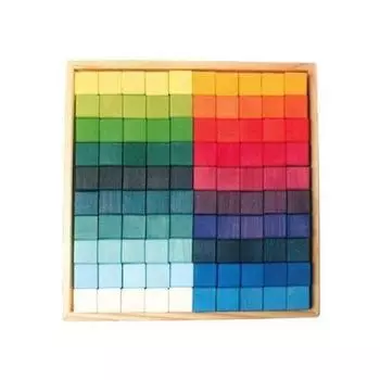 строительство ГРИММ/деревянные кубики/Радужный куб, большой, 100 шт/GM42260