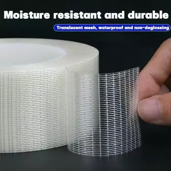 Strong Fiberglass Adhesive Tape Heavy-duty Wear-resistant Mesh Fiber Tape Transparent Single Side Adhesive Seal Packaging Fixed