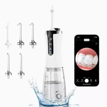 Струйный очиститель с компактным контейнером для полости рта 350 мл, видимый оральный IPX7 со сменной камерой USB для ухода за полостью рта GDBOW, ирригатор, зубы, очиститель, ирригатор,