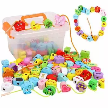 Струна 106 большой футляр для хранения 4 в 1 деревянный пальчиковый узор номер английский Bajoy образовательное здание 2 3 4 5 6 лет мальчики рождественский подарок игрушка,