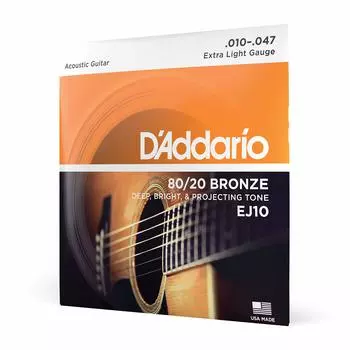 Струны для акустической гитары Bronze Extra Light EJ10 D Addario 80/20 .010-.047 []