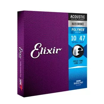 Струны для акустической гитары Elixir POLYWEB Bronze Extra Light 80/20 .010-.047 #11000 []