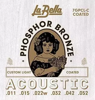 Струны для акустической гитары La Bella 7GPCL-C с покрытием Custom Light Tension