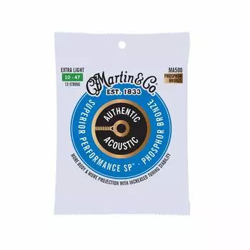 Струны для акустической гитары MARTIN AUTHENTIC ACOUSTIC Superior Performance MA500 12 Extra Light Stg, .010-.047