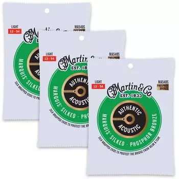 Струны для акустической гитары MARTIN MA540S Marquis Silked Phospher Bronze Light x 3 комплекта