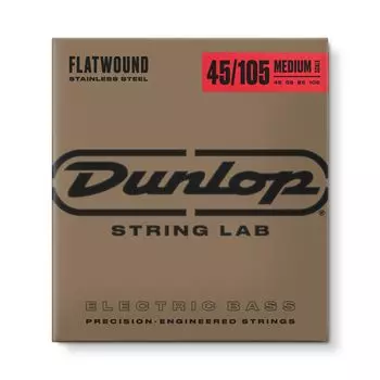 Струны для электробас-гитары JIM DUNLOP из нержавеющей стали с плоской обмоткой DBFS45105M
