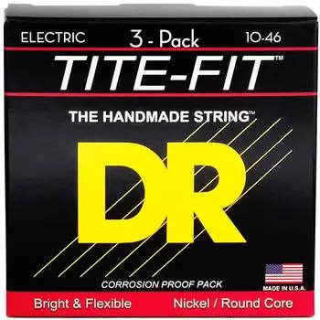 Струны для электрогитары DR TITE-FIT никелированные .010-.046 MT-10 3SET PACK []