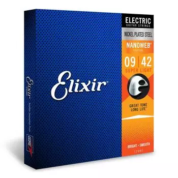 Струны для электрогитары Elixir NANOWEB Super Light .009-.042 #12002 []