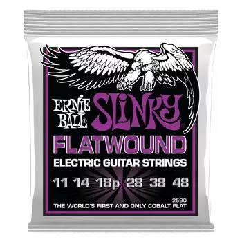 Струны для электрогитары ERNIE BALL 2590 POWER SLINKY FLATWOUND Power Slinky Flatwound [Оригинальный продукт] (11-48)