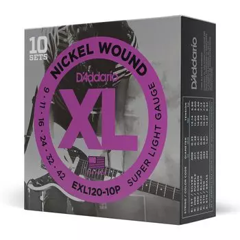 Струны для электрогитары Nickel SuperLight 10 комплектов D Addario .009-.042 EXL120-10P []