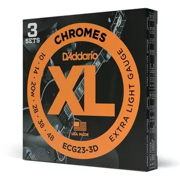 Струны для электрогитары XL Chromes Flatwound Extra Light 3 комплекта D Addario .010-.048 ECG23-3D []